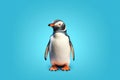 Penguin blue background. Generate Ai