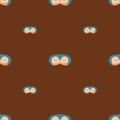 Penguin blue color geometric seamless pattern on brown background. Children graphic design element for different purposes