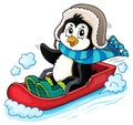 Penguin on bobsleigh theme image 1