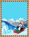 Penguin on bobsleigh theme parchment 1