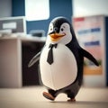 Penguin Businessman In The Office. Generative AI