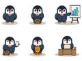 Vector illustration of Cute Penguin businessman set