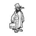 penguin businessman suit sketch raster