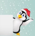 Penguin cartoon with blank sign Royalty Free Stock Photo