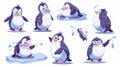 Penguin cartoon character isolated from the background. Kawaii animal life on the northern pole. Funny arctic bird Royalty Free Stock Photo