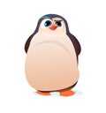 Penguin cartoon. Fat chubby boy. Cheerful funny person. Koik style. Isolated on white background. Vector