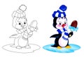 Penguin cartoon ice cream