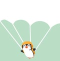 Penguin cartoon with parachute blank