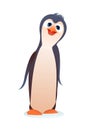 Penguin cartoon. Tall slender bird. Cheerful funny person. Koik style. Isolated on white background. Vector