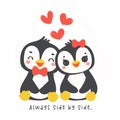 penguin cartoon valentine couple illustration Royalty Free Stock Photo