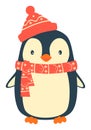 Penguin cartoons clip art. Cute Christmas penguin vector illustration Royalty Free Stock Photo