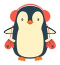 Penguin cartoons clip art. Cute Christmas penguin vector illustration Royalty Free Stock Photo