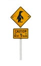 Penguin caution sign isolated on white Royalty Free Stock Photo