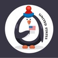 Penguin cheerleader patriot of the country