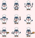 Vector Illustration of Cute Penguin Chef Character cartoon Royalty Free Stock Photo