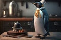 penguin a chef standing in the kitchen Royalty Free Stock Photo