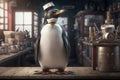 penguin a chef standing in the kitchen Royalty Free Stock Photo
