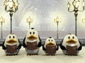 Penguin Christmas chorus Royalty Free Stock Photo