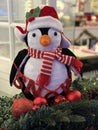 Penguin Christmas decoration with bokeh background Royalty Free Stock Photo