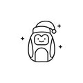 penguin, Christmas line icon on white background