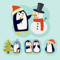 Penguin christmas vector illustration character cartoon funny cute animal antarctica polar beak pole winter bird. Royalty Free Stock Photo