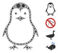 Penguin Collage of Covid Virus Elements