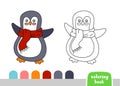 Penguin Coloring Book for Kids Page for Books, Magazines, Doodle Vector Illustration Template