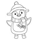 Penguin for coloring book.Line art design for kids coloring page