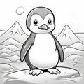 Penguin Coloring Book Page For Toddlers