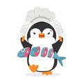 Penguin Cook Chef with fish Royalty Free Stock Photo