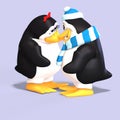 Penguin couple in love