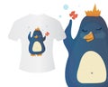 Penguin in a crown T-shirt concept