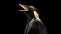 Luxurious Geometry: Black And Gold Penguin Illustration