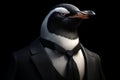 Penguin dressed in classic suit. Generate ai