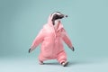 a penguin dressed in sportswear being active created with Generative AI technology