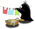 Penguin dry the linen Royalty Free Stock Photo