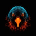 Penguin Face Shape In Fire On Black Background. Generative AI