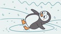 Penguin Falling on Ice - Hilarious Winter Misadventure, vector design Generative AI Royalty Free Stock Photo