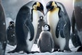 Penguin family in antarctic region wild life sea birds. Generative AI Royalty Free Stock Photo