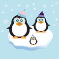 Penguin family in Ice Theme Background Royalty Free Stock Photo