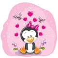 Penguin with flowers Royalty Free Stock Photo