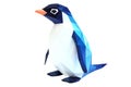Penguin with glowing blue and white ice-themed designs, low poly on a white background. Royalty Free Stock Photo