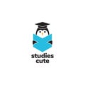 Penguin with graduation hat logo design Royalty Free Stock Photo