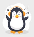 Penguin in headphones