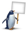 Penguin Holding Sign Royalty Free Stock Photo