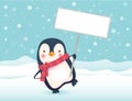 Penguin holding sign Royalty Free Stock Photo