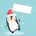 Penguin holding sign Royalty Free Stock Photo