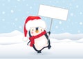 Penguin holding sign Royalty Free Stock Photo