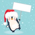 Penguin holding sign Royalty Free Stock Photo