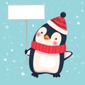 Penguin holding sign Royalty Free Stock Photo